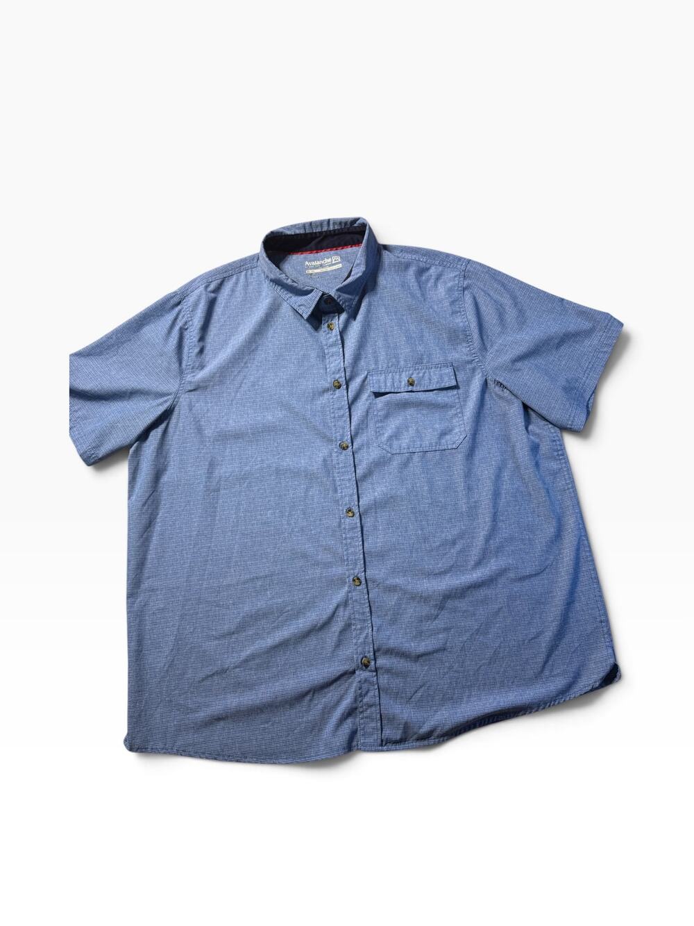 Avalanche Guide Hiking Shirt Mens XXL Blue Stretch Short Sleeve Button Up